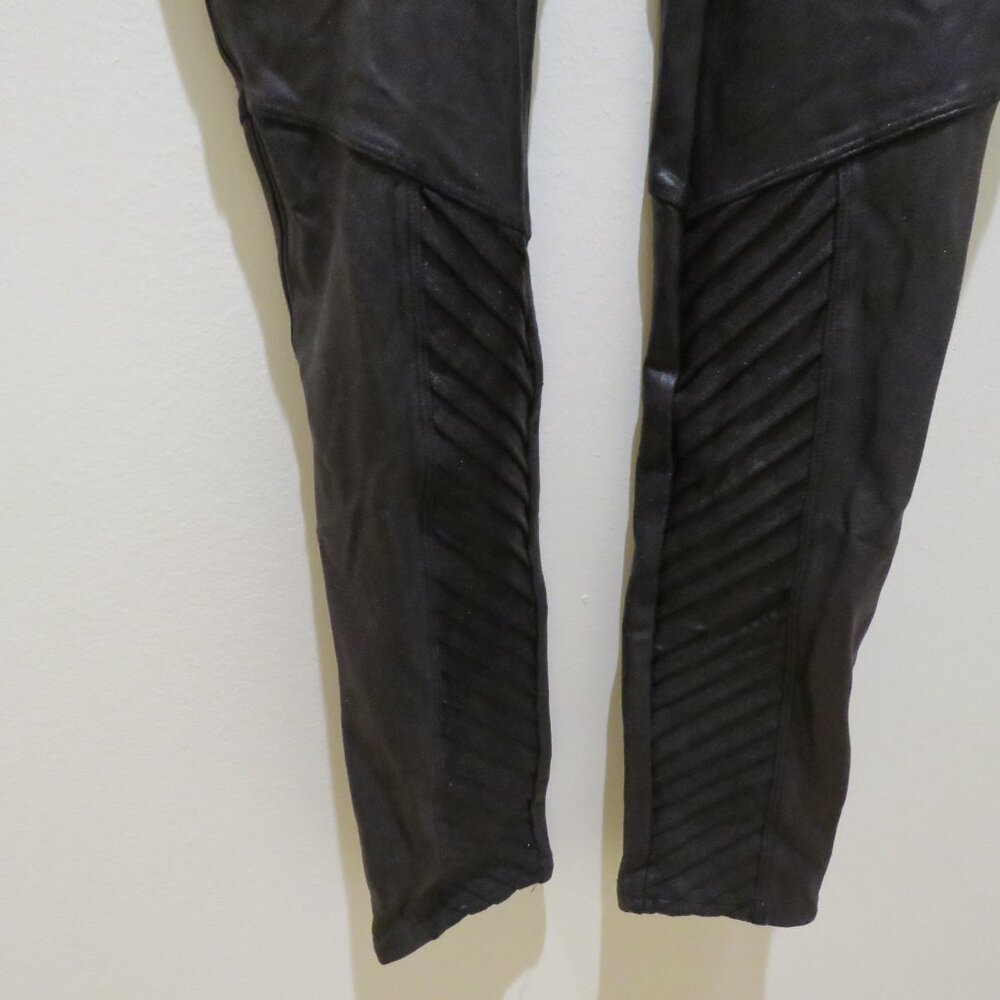 SPANX Faux Leather Moto Leggings in Black - Size Medium Mob Wives Glam Vamp - Picture 5 of 14